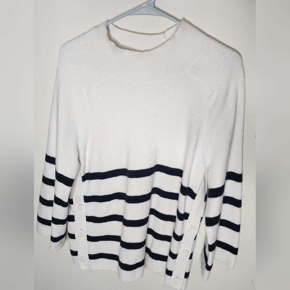 Striped White and Black Women's Sweater